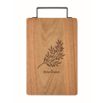 Tabla de cortar de madera de acacia con cómoda asa de acero inoxidable color madera segunda vista principal