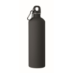 Botella de acero inox. reciclado con acabado engomado y mosquetón 750ml color negro