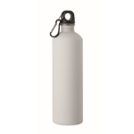 Botella de acero inox. reciclado con acabado engomado y mosquetón 750ml color blanco