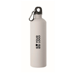 Botella de acero inox. reciclado con acabado engomado y mosquetón 750ml color blanco vista de impresión