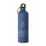 Botella de acero inox. reciclado con acabado engomado y mosquetón 750ml color azul real vista principal