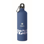 Botella de acero inox. reciclado con acabado engomado y mosquetón 750ml color azul real segunda vista principal