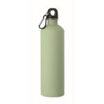 Botella de acero inox. reciclado con acabado engomado y mosquetón 750ml color verde menta