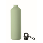 Botella de acero inox. reciclado con acabado engomado y mosquetón 750ml color verde menta segunda vista