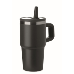 Vaso térmico de acero inoxidable reciclado con tapa y pajita 500ml color negro