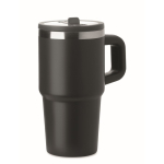 Vaso térmico de acero inoxidable reciclado con tapa y pajita 500ml color negro segunda vista