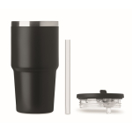 Vaso térmico de acero inoxidable reciclado con tapa y pajita 500ml color negro septima vista