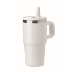 Vaso térmico de acero inoxidable reciclado con tapa y pajita 500ml color blanco