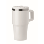 Vaso térmico de acero inoxidable reciclado con tapa y pajita 500ml color blanco segunda vista