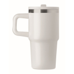 Vaso térmico de acero inoxidable reciclado con tapa y pajita 500ml color blanco sexta vista