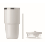 Vaso térmico de acero inoxidable reciclado con tapa y pajita 500ml color blanco septima vista