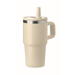 Vaso térmico de acero inoxidable reciclado con tapa y pajita 500ml color beige