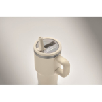 Vaso térmico de acero inoxidable reciclado con tapa y pajita 500ml color beige vista fotografía cuarta vista