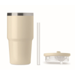 Vaso térmico de acero inoxidable reciclado con tapa y pajita 500ml color beige septima vista