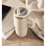 Vaso térmico de acero inoxidable reciclado con tapa y pajita 500ml color beige vista bodegón
