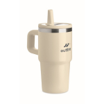 Vaso térmico de acero inoxidable reciclado con tapa y pajita 500ml color beige vista principal