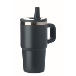 Vaso térmico de acero inoxidable reciclado con tapa y pajita 500ml color azul marino