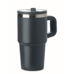 Vaso térmico de acero inoxidable reciclado con tapa y pajita 500ml color azul marino segunda vista