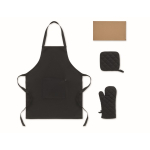 Set de cocina de algodón reciclado con costuras acolchadas 180g/m² color negro quinta vista