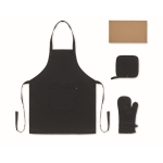 Set de cocina de algodón reciclado con costuras acolchadas 180g/m² color negro sexta vista