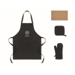 Set de cocina de algodón reciclado con costuras acolchadas 180g/m² color negro vista principal