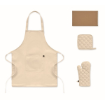 Set de cocina de algodón reciclado con costuras acolchadas 180g/m² color beige