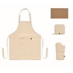 Set de cocina de algodón reciclado con costuras acolchadas 180g/m² color beige cuarta vista