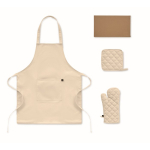 Set de cocina de algodón reciclado con costuras acolchadas 180g/m² color beige quinta vista