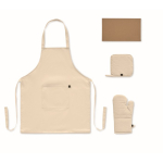 Set de cocina de algodón reciclado con costuras acolchadas 180g/m² color beige sexta vista