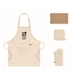 Set de cocina de algodón reciclado con costuras acolchadas 180g/m² color beige vista de impresión