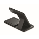 Estación de carga inalámbrica plegable 3 en 1 con soporte integrado 15W color negro cuarta vista