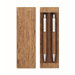 Set de escritura de madera con bolígrafo de tinta azul y portaminas color madera segunda vista