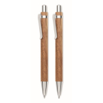 Set de escritura de madera con bolígrafo de tinta azul y portaminas color madera tercera vista