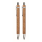 Set de escritura de madera con bolígrafo de tinta azul y portaminas color madera septima vista