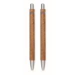 Set de escritura de madera con bolígrafo de tinta azul y portaminas color madera octava vista