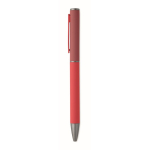 Bolígrafo de aluminio reciclado con sistema giratorio y acabado de goma color rojo quinta vista