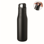 Botella térmica de acero inox. reciclado con asa y tapa fácil 500ml color negro