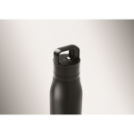 Botella térmica de acero inox. reciclado con asa y tapa fácil 500ml color negro vista fotografía tercera vista