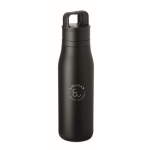 Botella térmica de acero inox. reciclado con asa y tapa fácil 500ml color negro vista principal