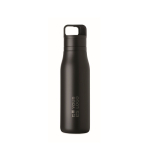 Botella térmica de acero inox. reciclado con asa y tapa fácil 500ml color negro vista de impresión
