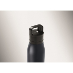 Botella térmica de acero inox. reciclado con asa y tapa fácil 500ml color azul marino vista fotografía tercera vista