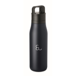 Botella térmica de acero inox. reciclado con asa y tapa fácil 500ml color azul marino vista principal
