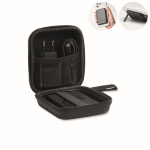 Set de viaje con powerbank magnético 5.000mAh y cargador USB-C color negro