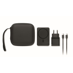 Set de viaje con powerbank magnético 5.000mAh y cargador USB-C color negro septima vista