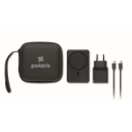 Set de viaje con powerbank magnético 5.000mAh y cargador USB-C color negro vista principal