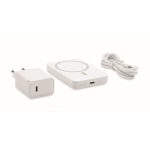 Set de viaje con powerbank magnético 5.000mAh y cargador USB-C color blanco tercera vista