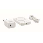 Set de viaje con powerbank magnético 5.000mAh y cargador USB-C color blanco vista principal tercera vista