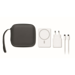 Set de viaje con powerbank magnético 5.000mAh y cargador USB-C color blanco septima vista