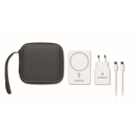 Set de viaje con powerbank magnético 5.000mAh y cargador USB-C color blanco vista principal