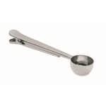 Cuchara medidora de acero inoxidable con clip de cierre 15ml color plateado